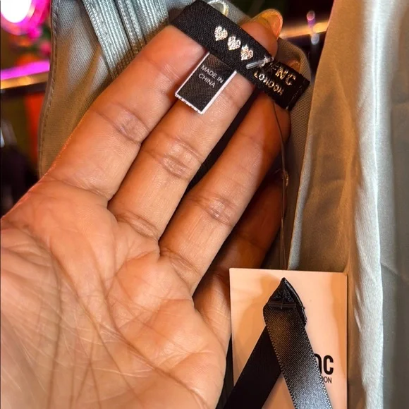 TFNC Silver/teal Sheath Halter Maxi Dress - Picture 4 of 7